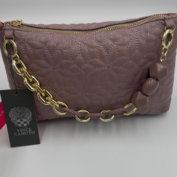 Vince Camuto Lavender Quilted Clutch with Gold Accents NWT